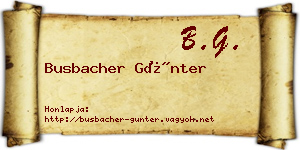 Busbacher Günter névjegykártya
